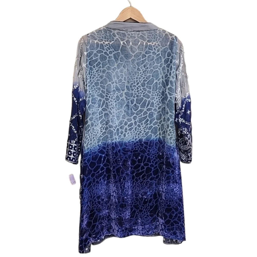 BOLLYWOOD Kurti Silk Dress Tunic L Embroidered DUBAI Custom Wedding Top Y2K - Picture 5 of 16